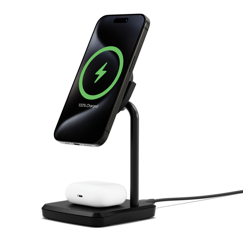 Caricabatterie wireless magnetico 2 in 1 Qi2.0
