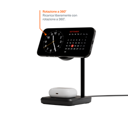 Caricabatterie wireless magnetico 2 in 1 Qi2.0