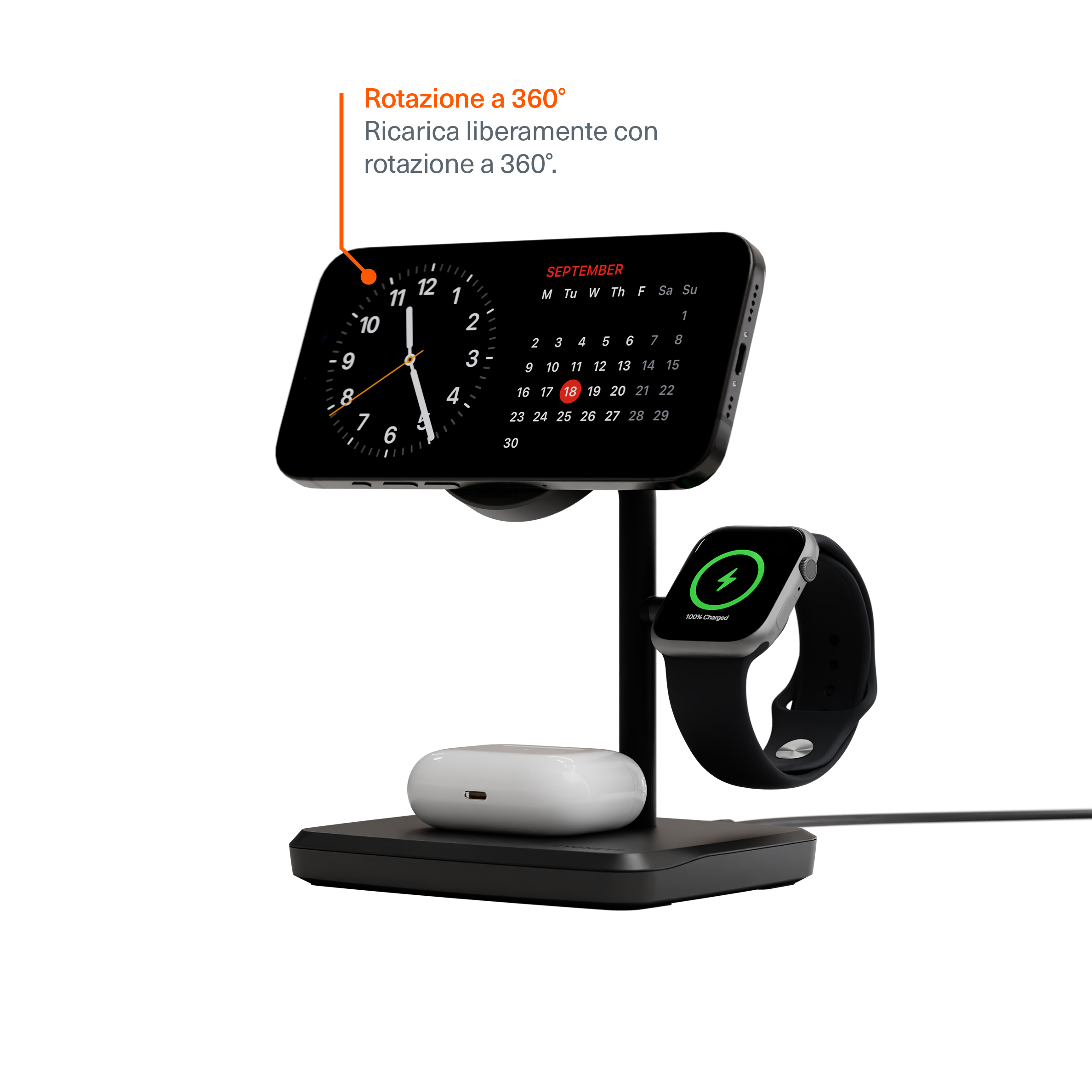 Caricabatterie Wireless Magnetico 3-in-1 Qi2.0