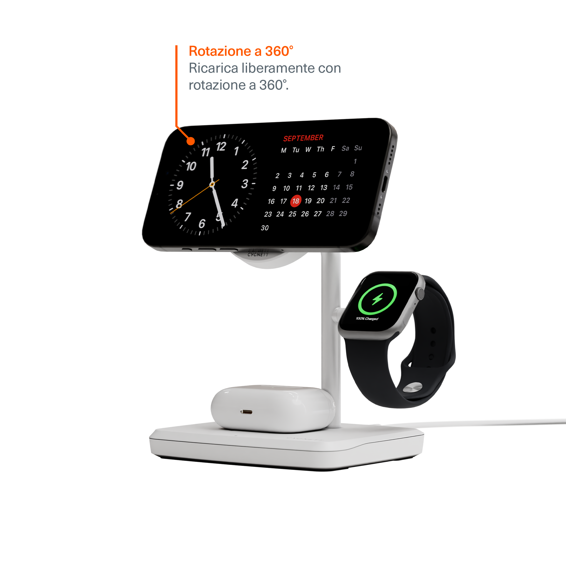 Caricabatterie wireless magnetico 3-in-1 Qi2.0