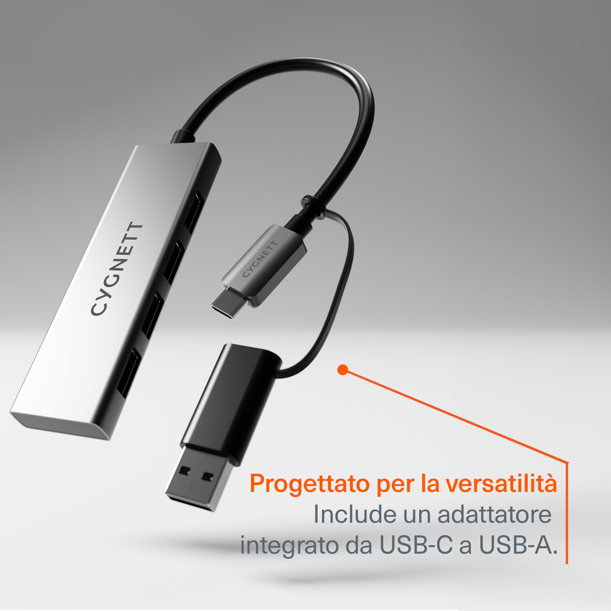 Hub USB-C a USB-A 4 in 1
