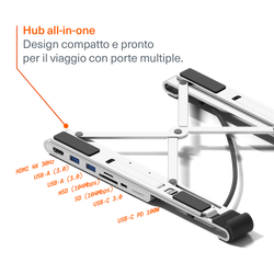Hub 7-in-1 con rialzo pieghevole per laptop (HDMI singola)