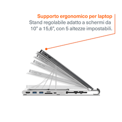 Hub 7-in-1 con rialzo pieghevole per laptop (HDMI singola)