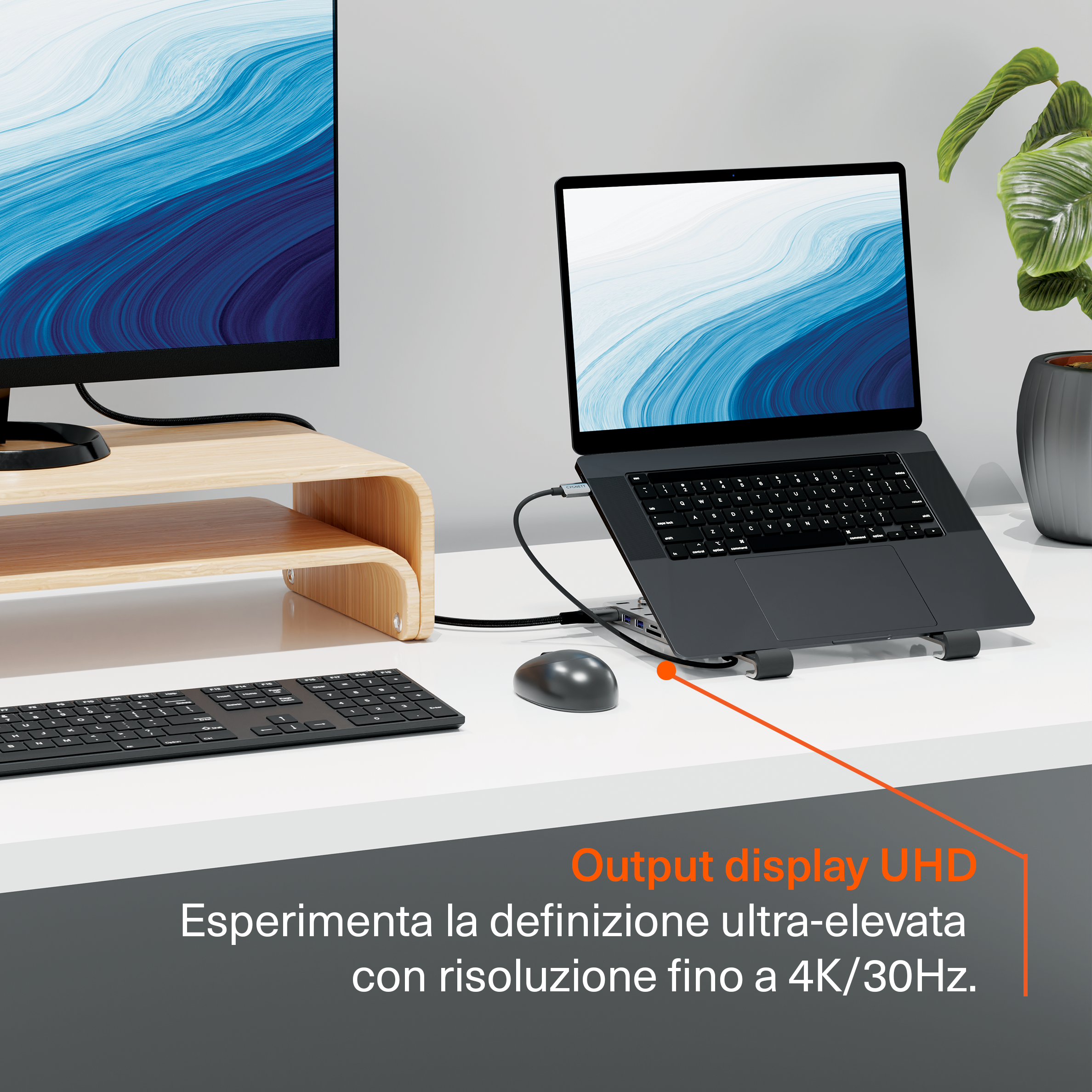 Hub 7-in-1 con rialzo pieghevole per laptop (HDMI singola)
