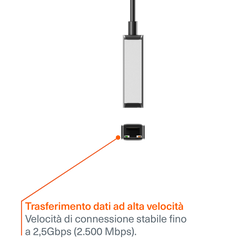Adattatore Ethernet da USB-C a 2,5 Gbps
