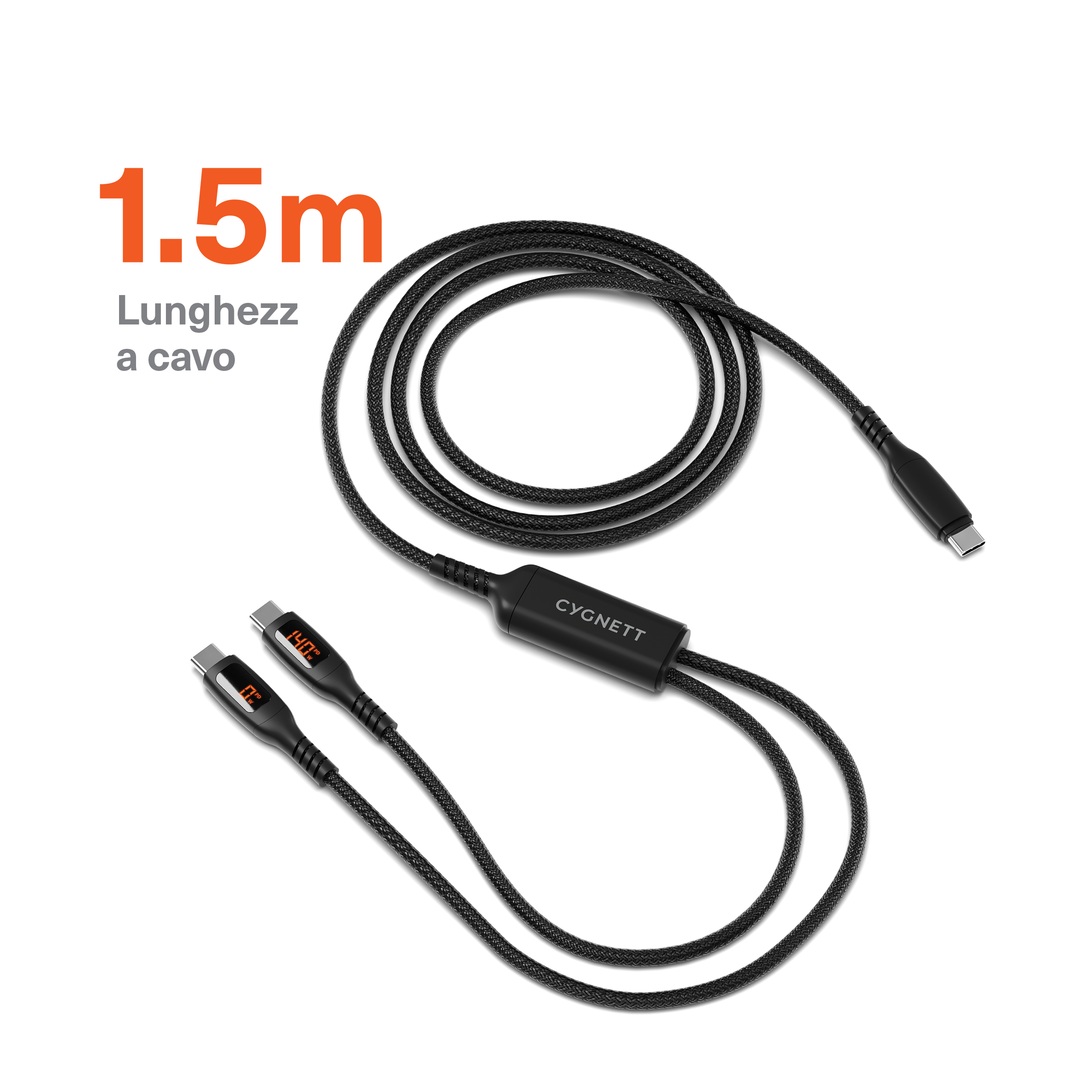 Cavo Split LED da USB-C a Doppia USB-C 140W