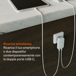 Doppio Caricatore da Parete Sottile GaN USB-C 30W