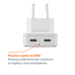 Doppio Caricatore da Muro Sottile GaN USB-C 65W