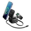Caricatore Wireless Pieghevole 3-in-1 con Cavo Retrattile