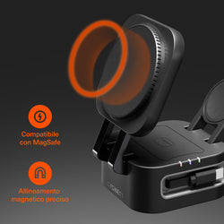 Caricatore Wireless Pieghevole 3-in-1 con Cavo Retrattile