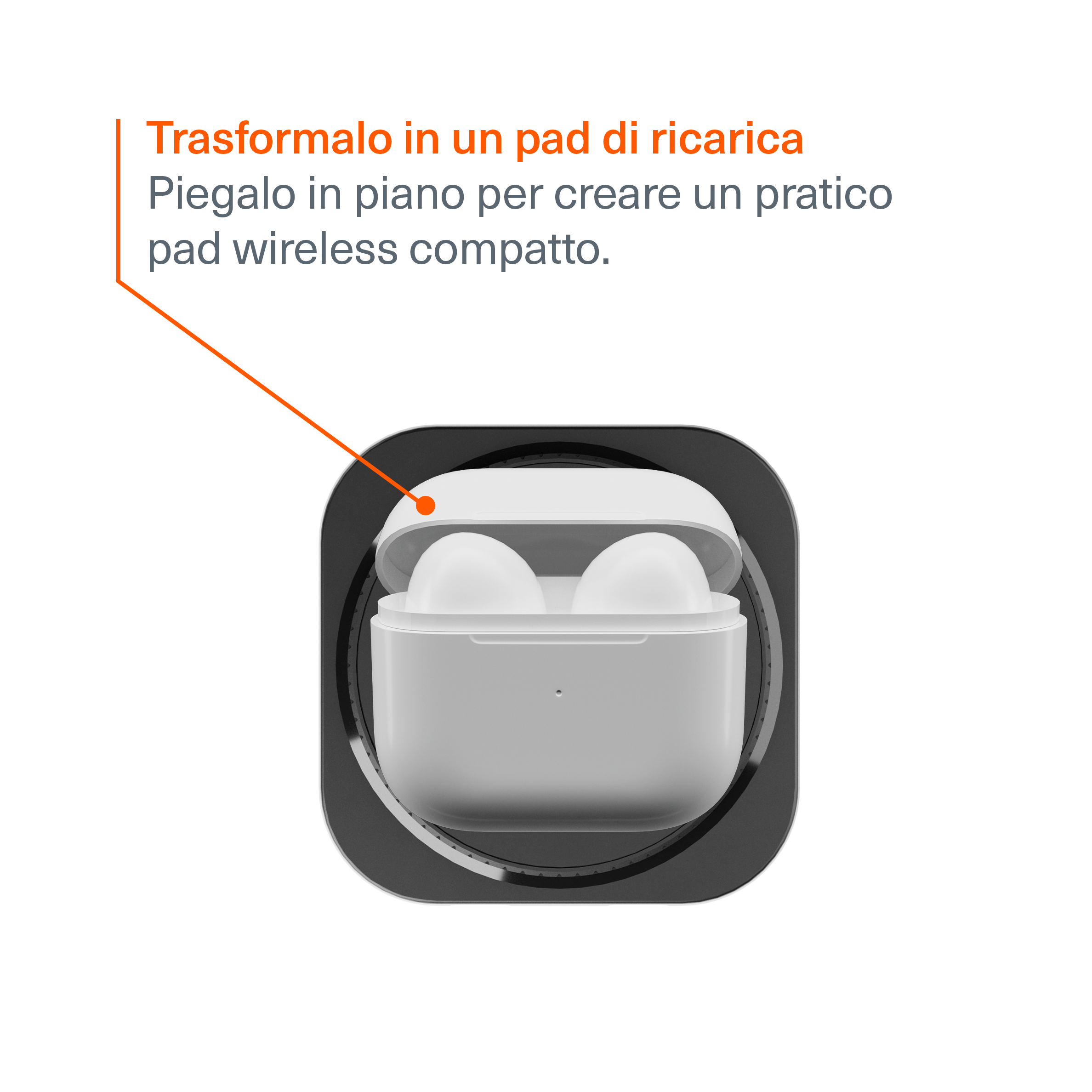 Caricatore Wireless Pieghevole 3-in-1 con Cavo Retrattile