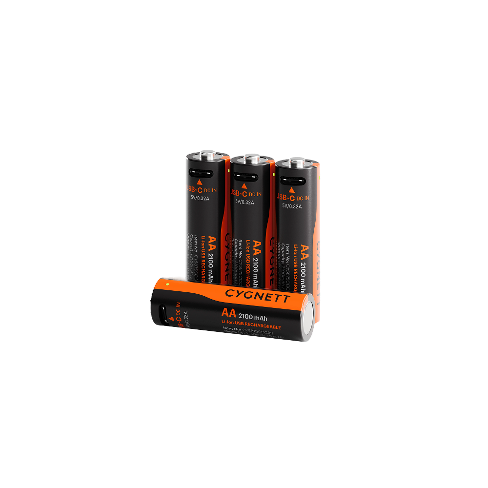 Batteria Li-ion Ricaricabile AA USB-C (Confezione da 4)