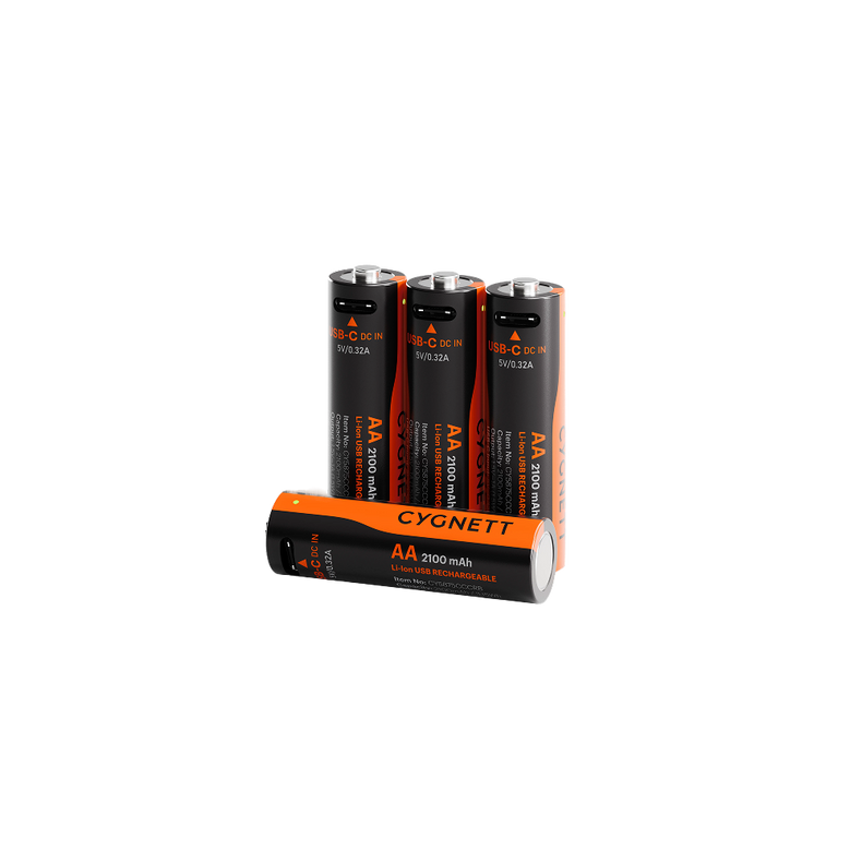 Batteria Li-ion Ricaricabile AA USB-C (Confezione da 4)