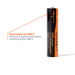 Batteria Li-ion Ricaricabile AAA USB-C (Confezione da 4)