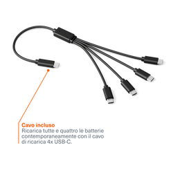 Batteria Li-ion Ricaricabile AA USB-C (Confezione da 4)