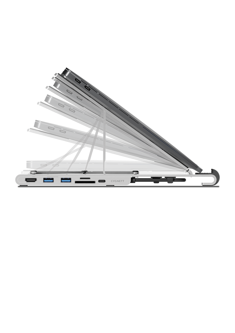 Hub 7-in-1 con rialzo pieghevole per laptop (HDMI singola)