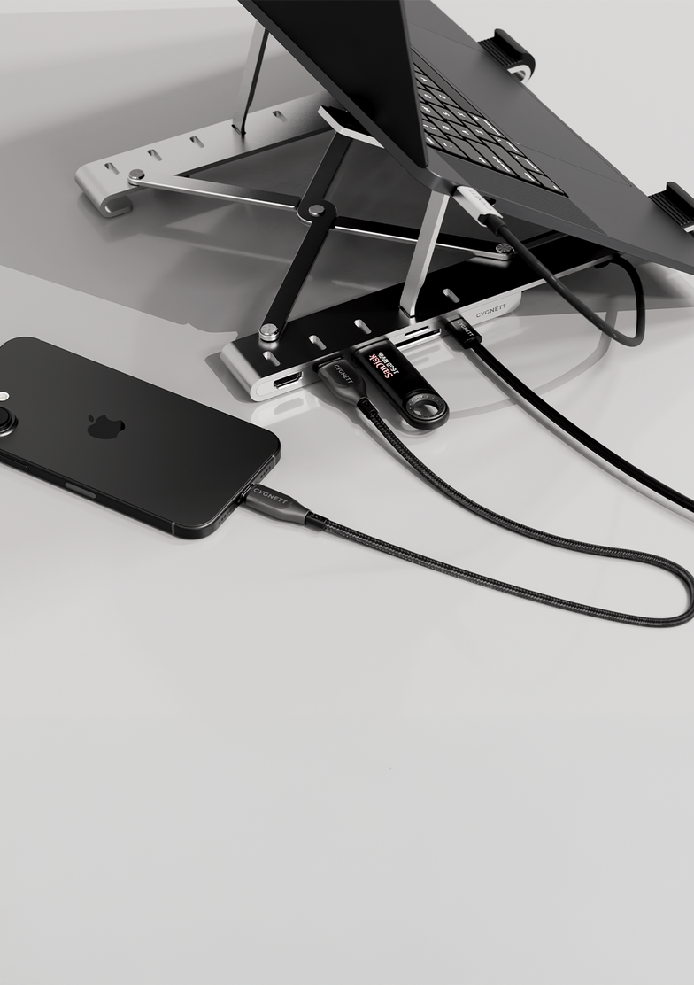 Hub 7-in-1 con rialzo pieghevole per laptop (HDMI singola)