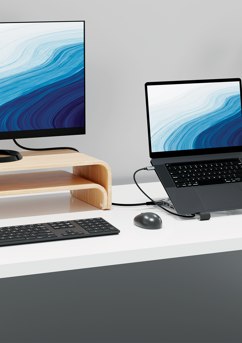 Hub 7-in-1 con rialzo pieghevole per laptop (HDMI singola)