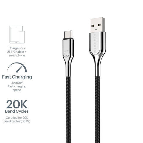 USB-C to USB-A (USB 2.0) Cable - Black 10cm - Cygnett (AU)