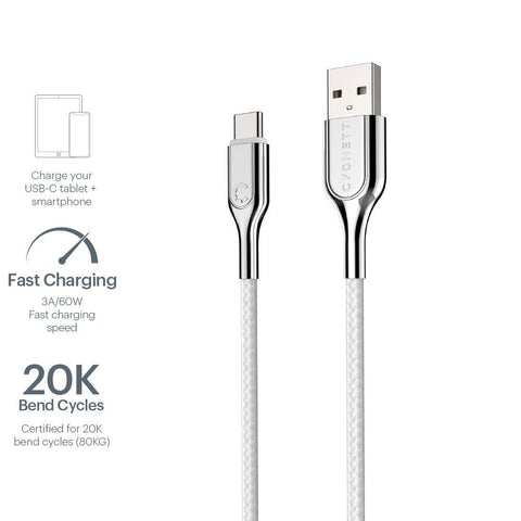 USB-C to USB-A (USB 2.0) Cable - White 10cm - Cygnett (AU)